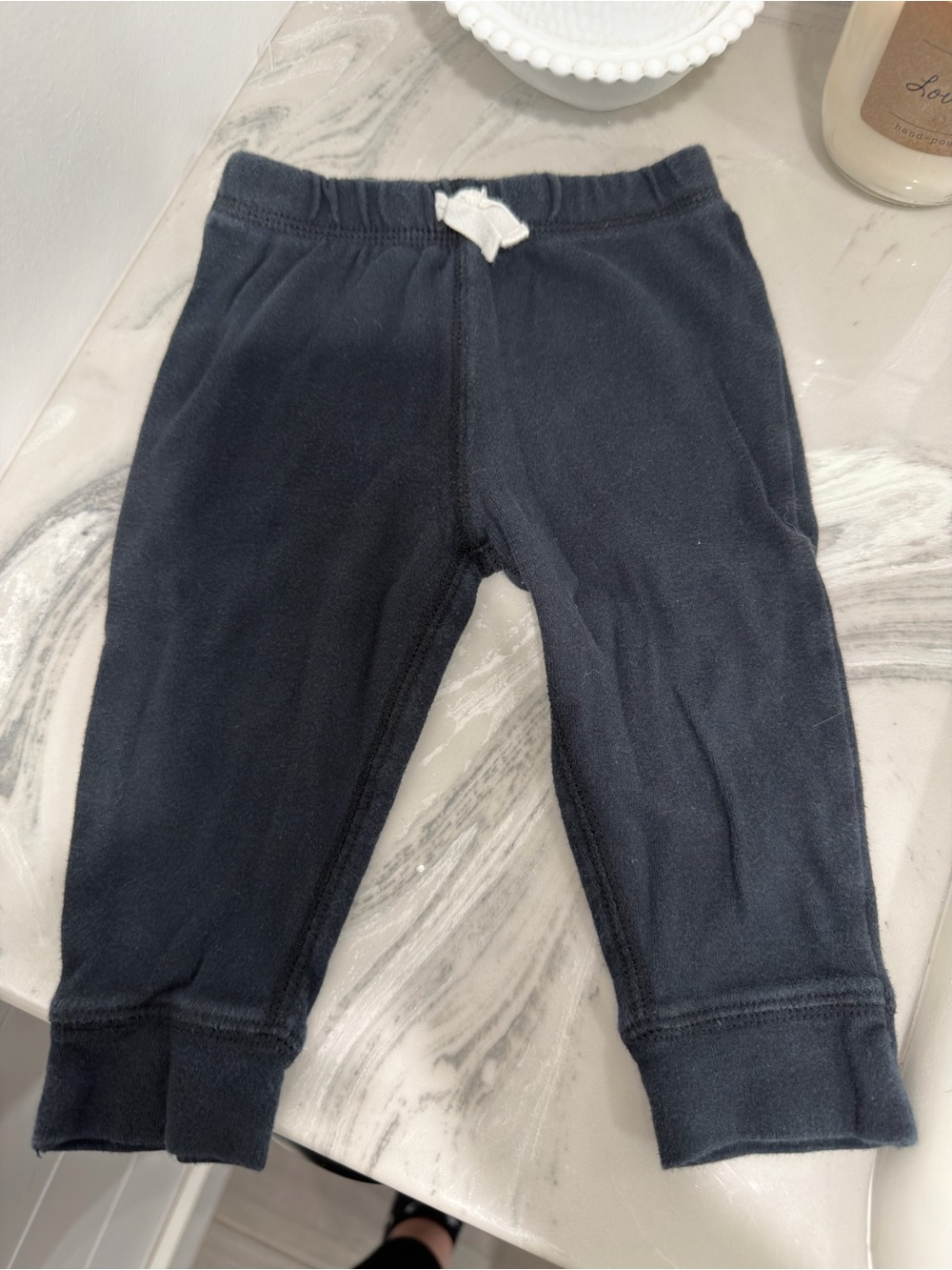 Carter's Navy Black Fleece Joggers with White Tie